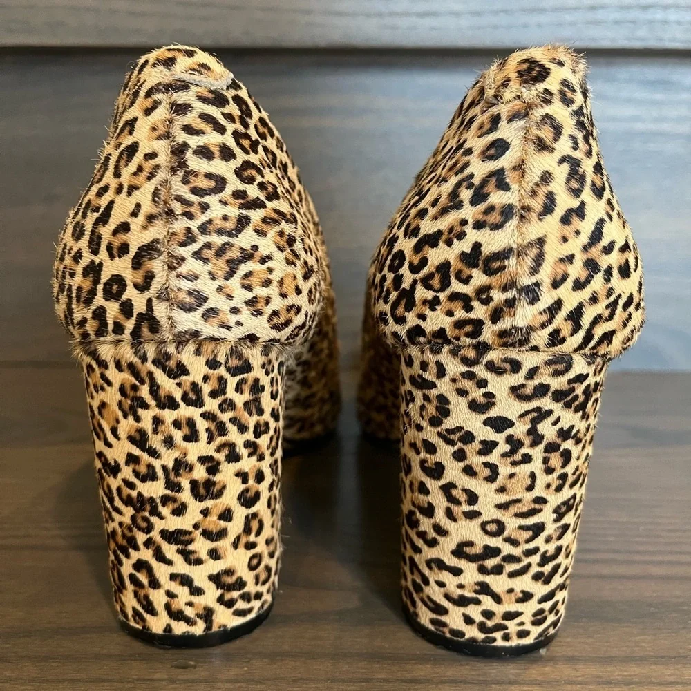 Express Leopard Print Pointed Toe Block Heel Shoe Size 7